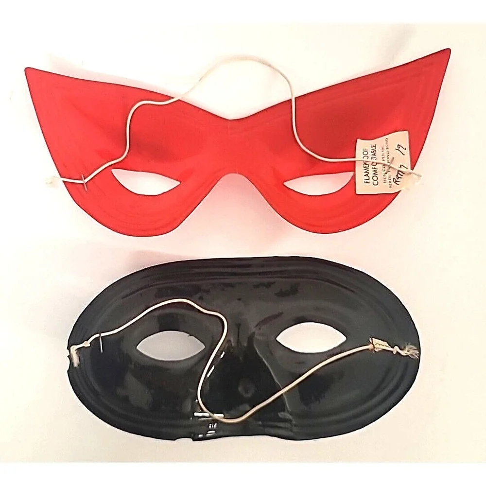 Set of 2 Red & Black Ben Cooper Halloween Mask Costume/Cosplay/Masquerade